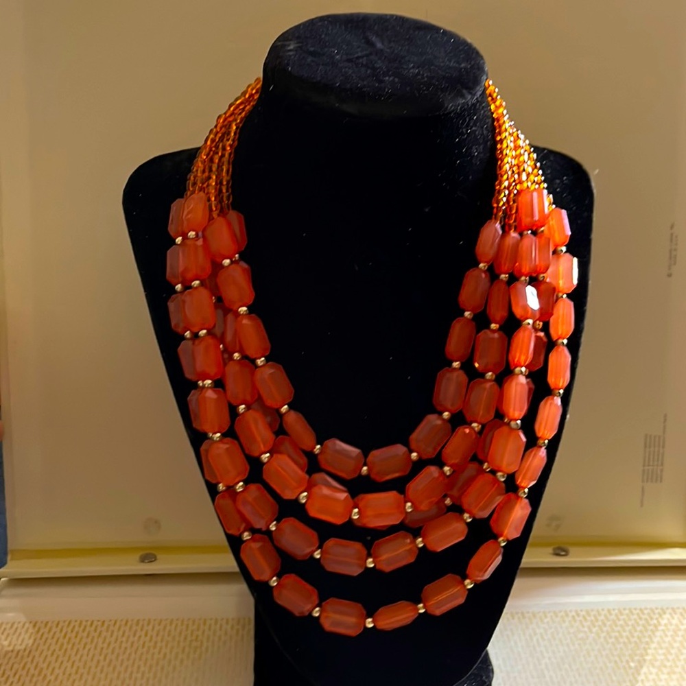 Vintage coral color 5 strand necklace